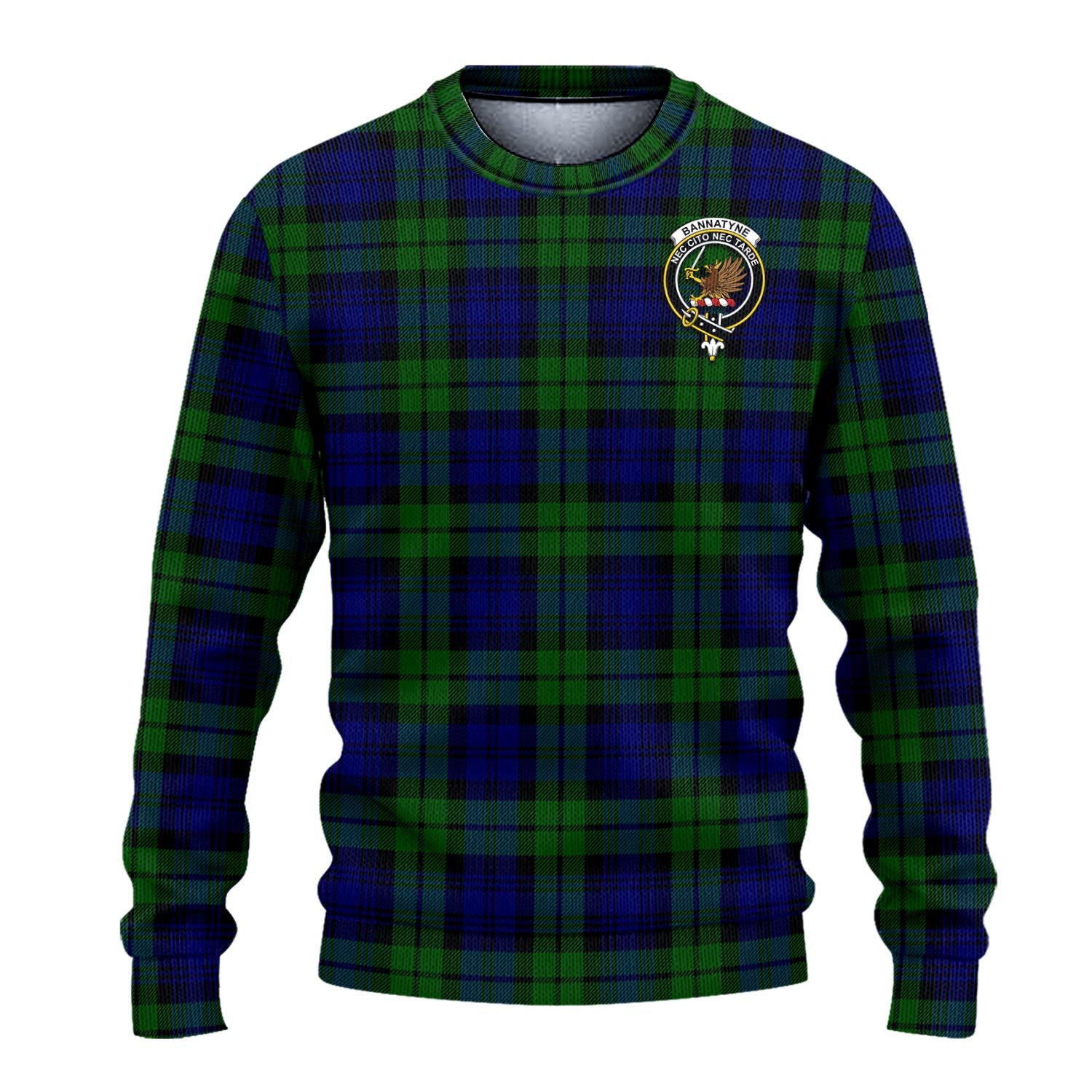 Bannatyne Tartan Knitted Sweater with Family Crest - Tartanvibesclothing