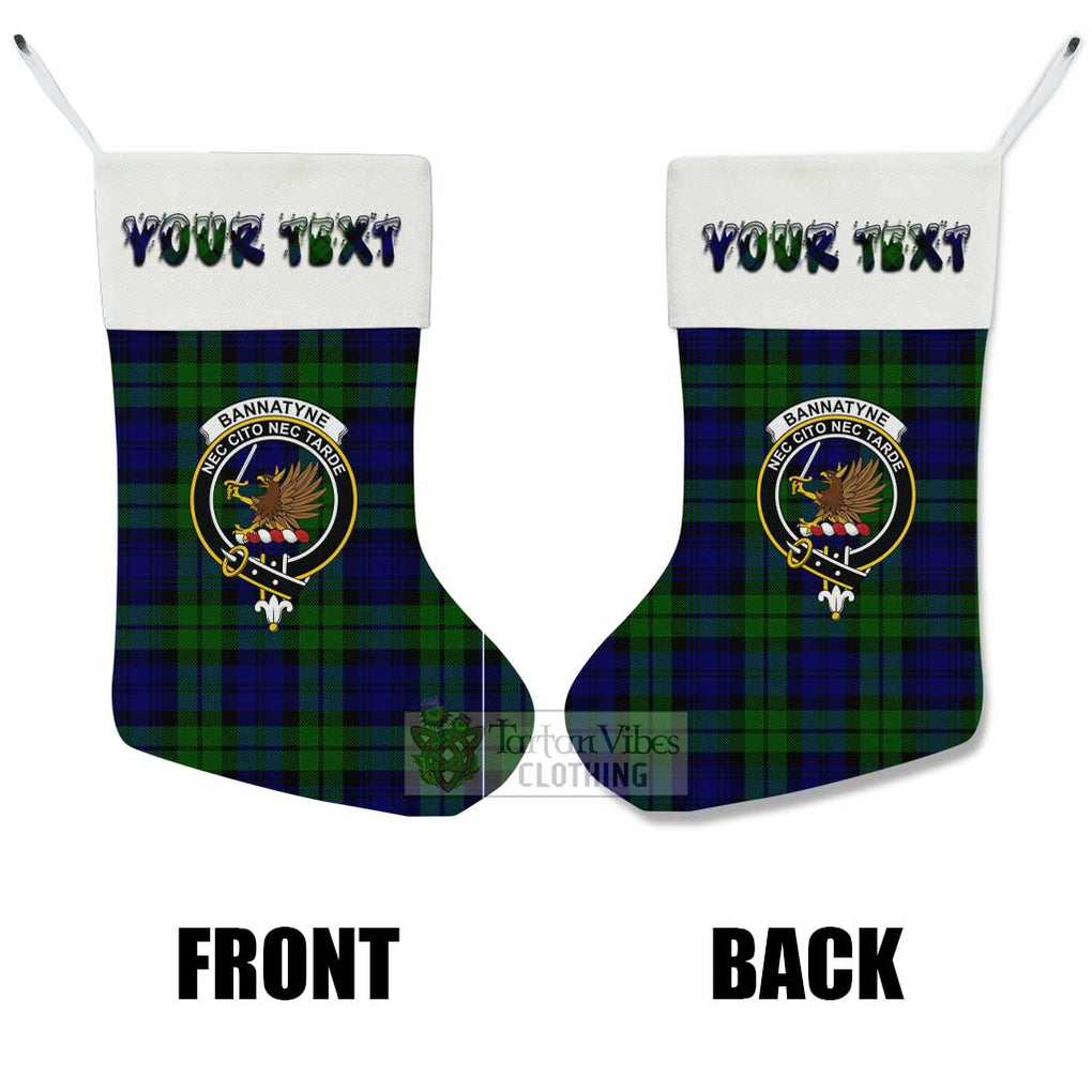 Tartan Vibes Clothing Bannatyne Tartan Family Crest Christmas Stocking with Personalized Text