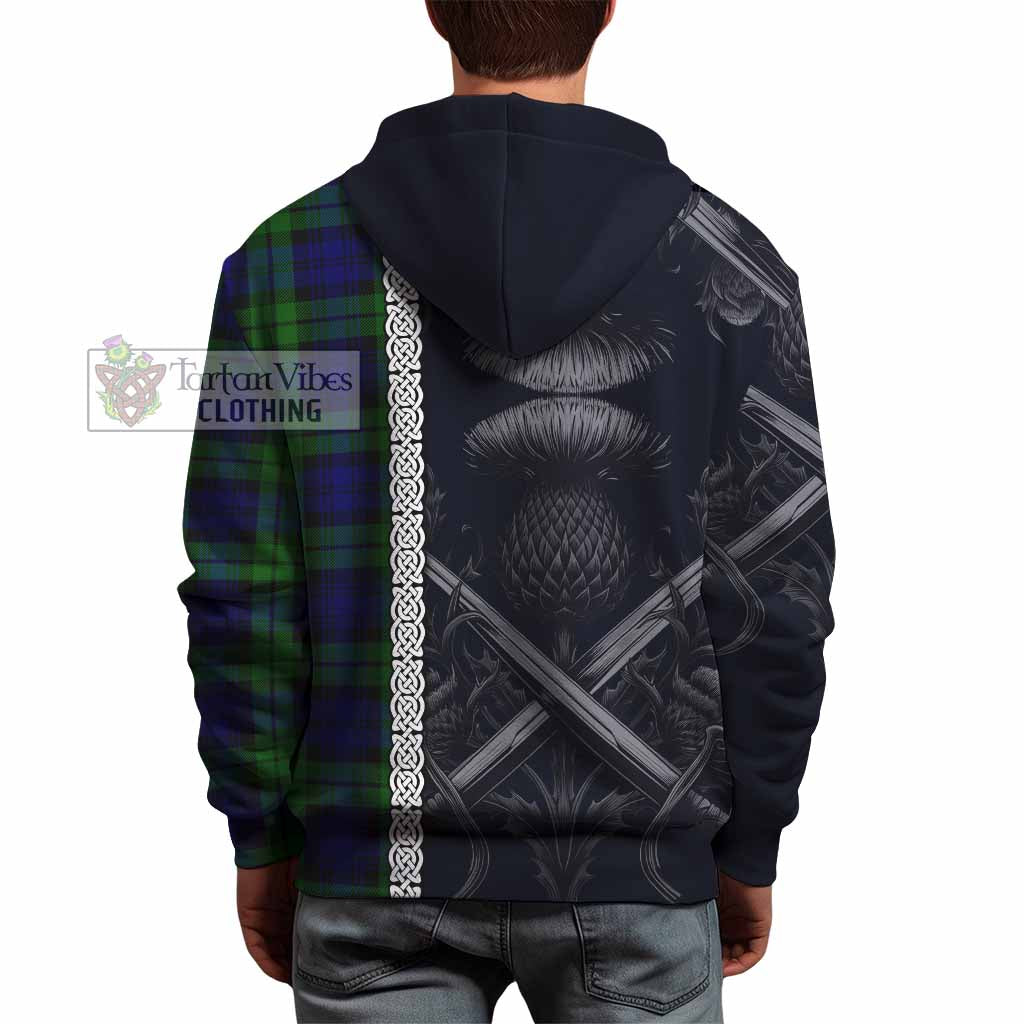 Tartan Vibes Clothing Bannatyne Tartan Hoodie with Family Crest Cross Sword Thistle Celtic Vibes