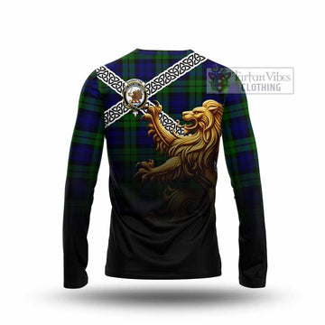 Tartan Vibes Clothing Bannatyne Crest Tartan Long Sleeve T-Shirt with Golden Lion Emblem Celtic Style