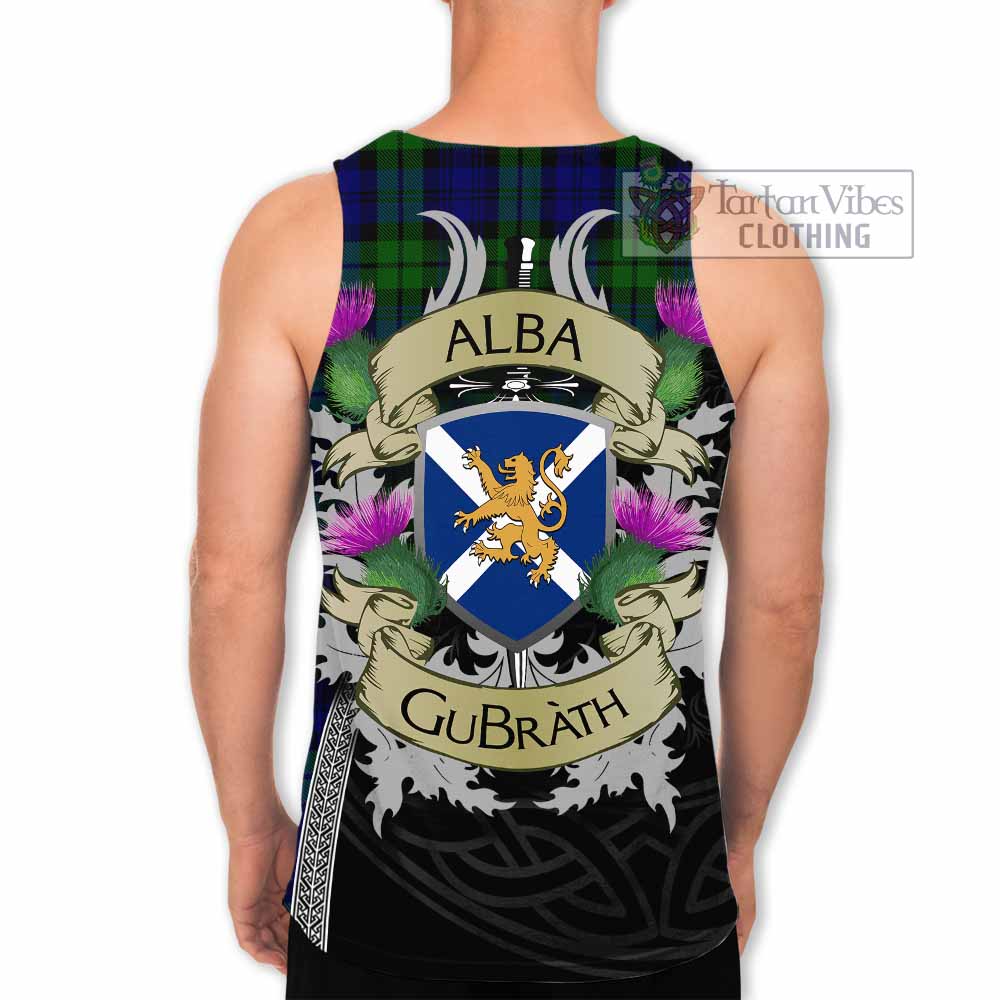 Tartan Vibes Clothing Bannatyne Tartan Family Crest Men's Tank Top Lion Rampant Royal Thistle Shield Celtic Inspired