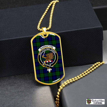 Tartan Vibes Clothing Bannatyne Tartan Dog Tag Necklace with Family Crest