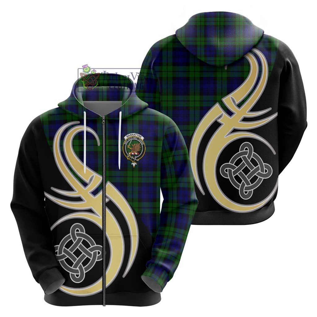 Bannatyne Tartan Hoodie with Family Crest and Celtic Symbol Style - Tartan Vibes Clothing