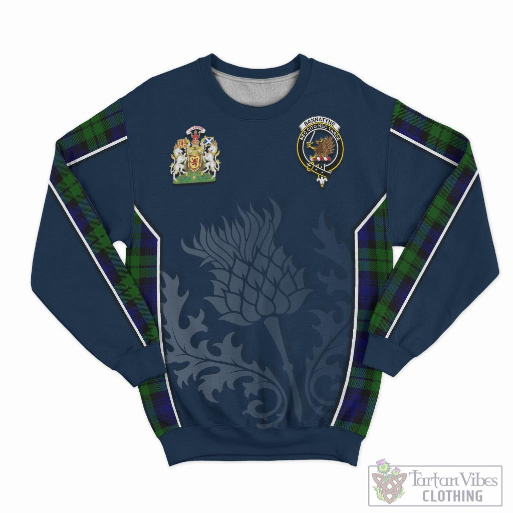 Tartan Vibes Clothing Bannatyne Tartan Sweatshirt with Family Crest and Scottish Thistle Vibes Sport Style