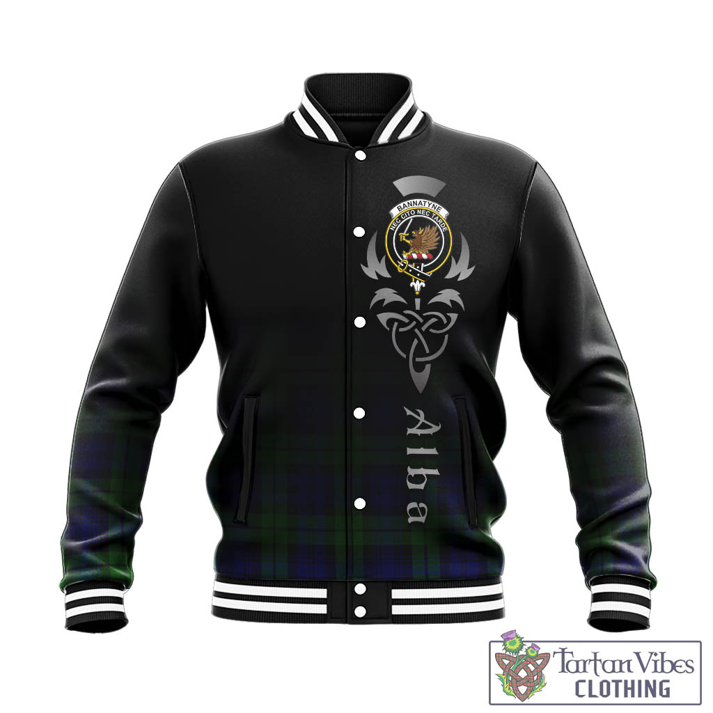 Tartan Vibes Clothing Bannatyne Tartan Baseball Jacket Featuring Alba Gu Brath Family Crest Celtic Inspired