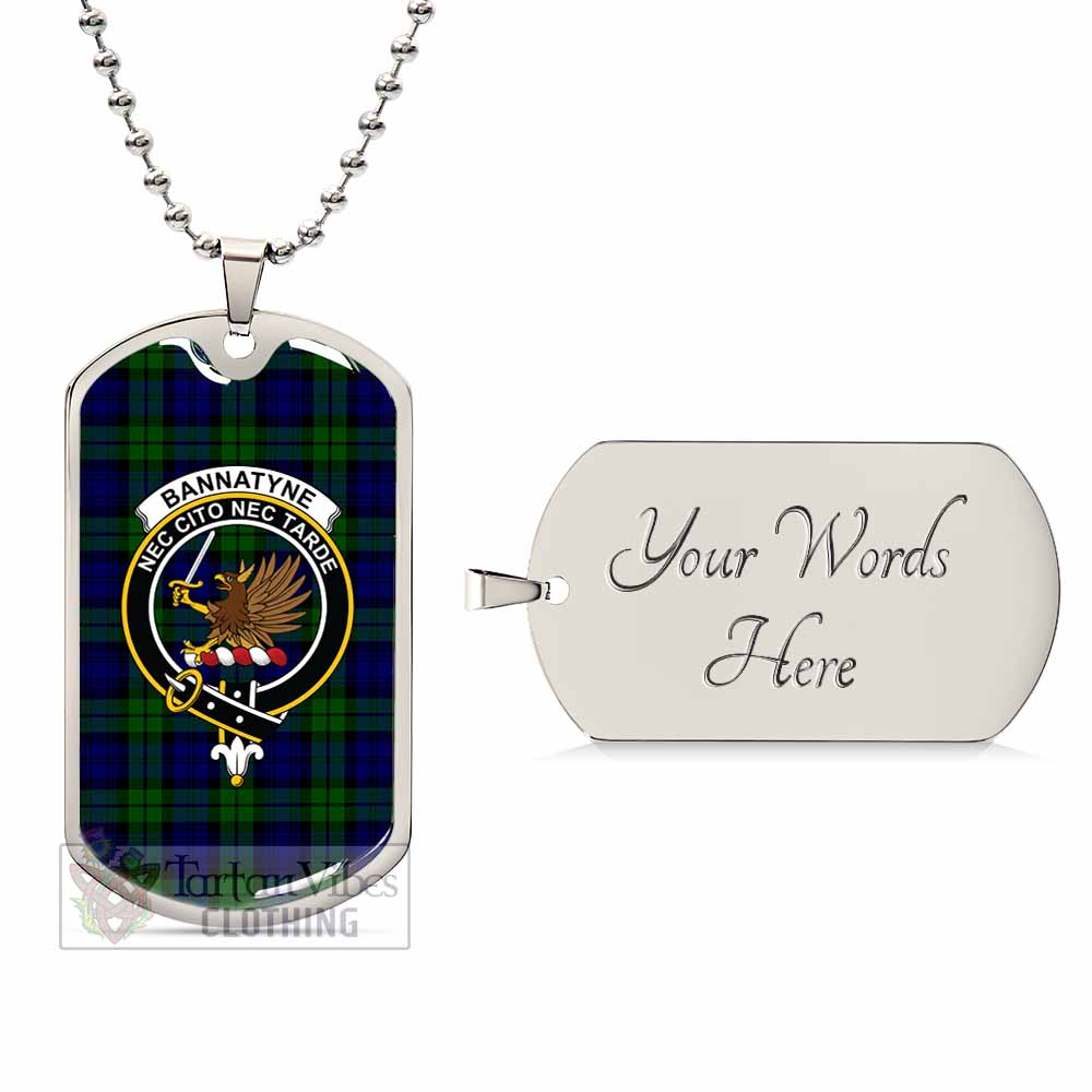 Tartan Vibes Clothing Bannatyne Tartan Dog Tag Necklace with Family Crest