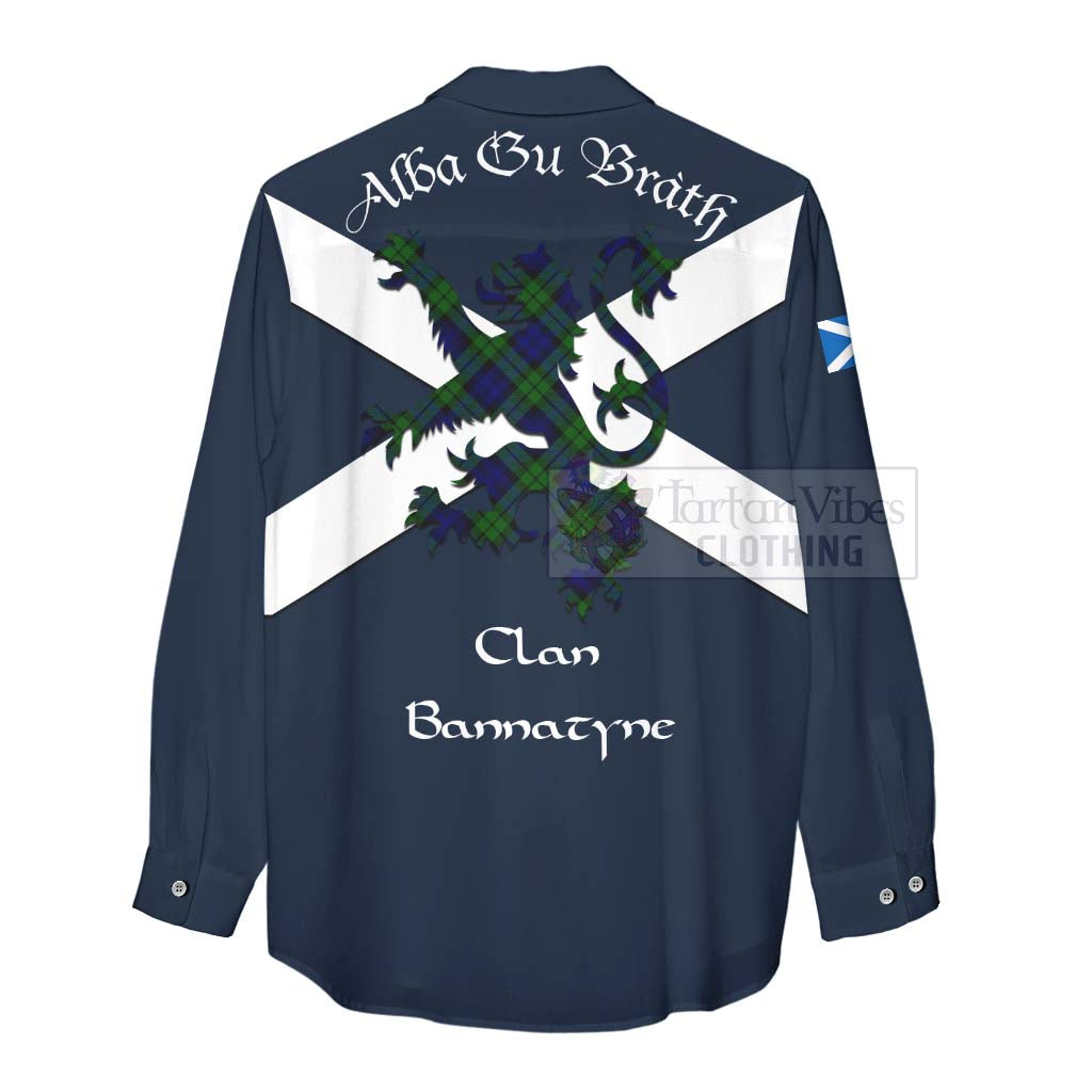 Tartan Vibes Clothing Bannatyne Tartan Lion Rampant Women's Casual Shirt Proudly Display Your Heritage with Alba Gu Brath and Clan Name