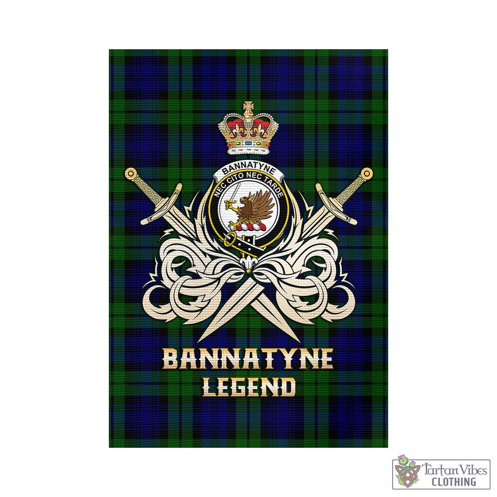 Tartan Vibes Clothing Bannatyne Tartan Flag with Clan Crest and the Golden Sword of Courageous Legacy