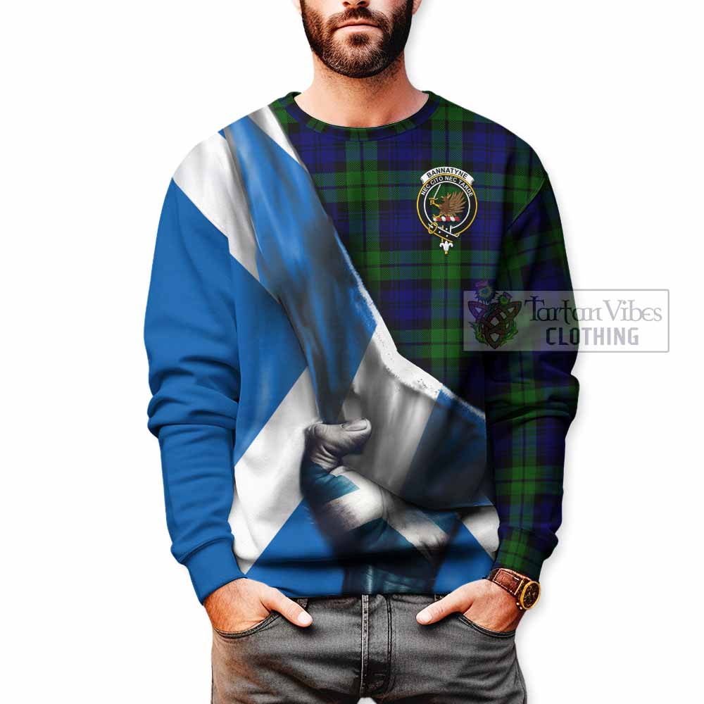 Tartan Vibes Clothing Bannatyne Tartan Sweatshirt with Family Crest Scotland Patriotic Style