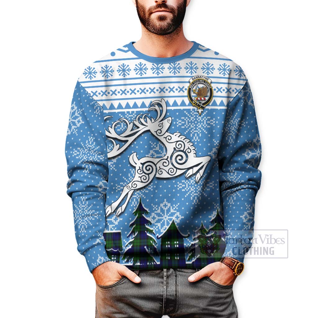 Tartan Vibes Clothing Bannatyne Clan Christmas Sweatshirt Celtic Reindeer Style