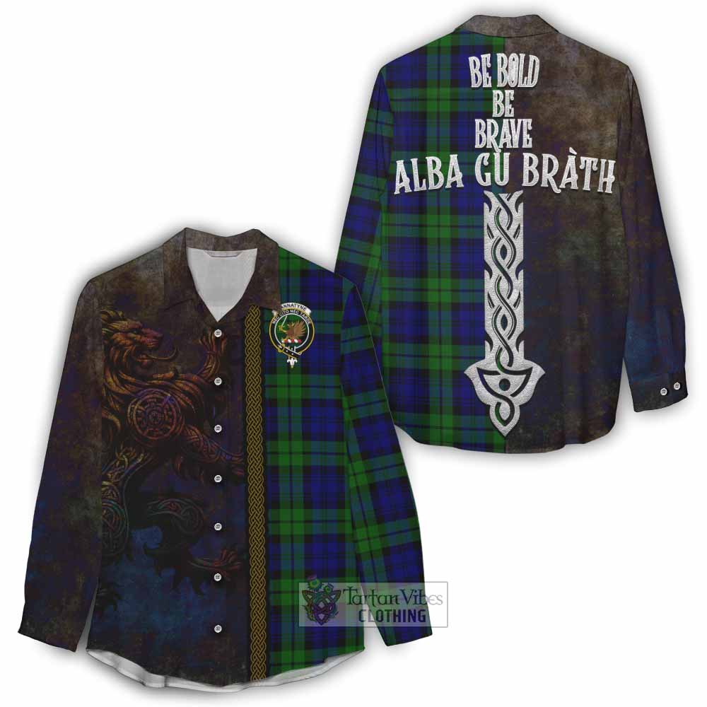 Tartan Vibes Clothing Bannatyne Tartan Family Crest Women's Casual Shirt Alba Gu Brath Be Brave Lion Ancient Style