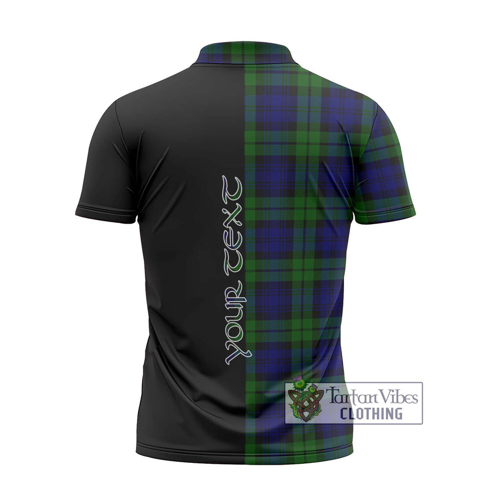 Bannatyne Tartan Zipper Polo Shirt with Family Crest and Half Of Me Style - Tartanvibesclothing Shop