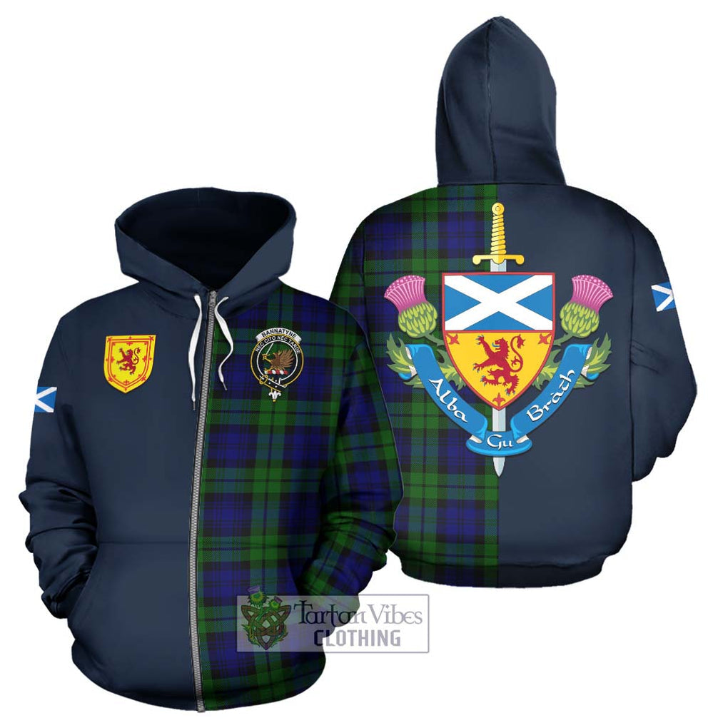 Tartan Vibes Clothing Bannatyne Tartan Hoodie with Scottish Lion Royal Arm Half Style