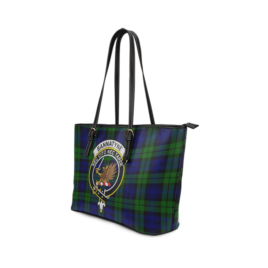 Bannatyne Tartan Leather Tote Bag with Family Crest - Tartanvibesclothing