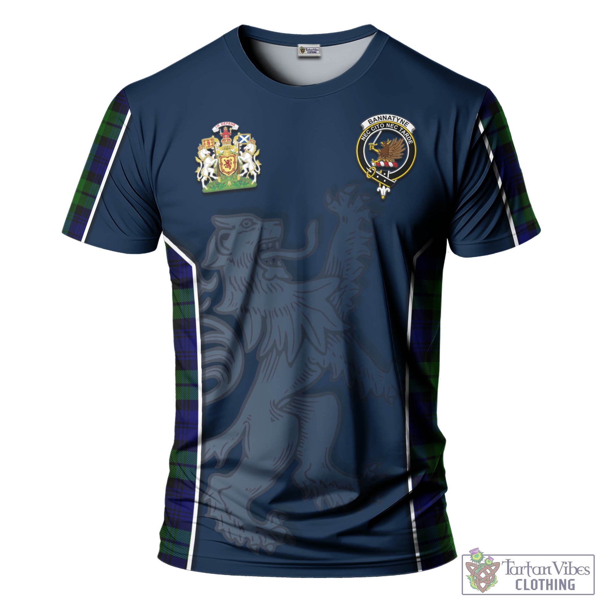 Tartan Vibes Clothing Bannatyne Tartan T-Shirt with Family Crest and Lion Rampant Vibes Sport Style