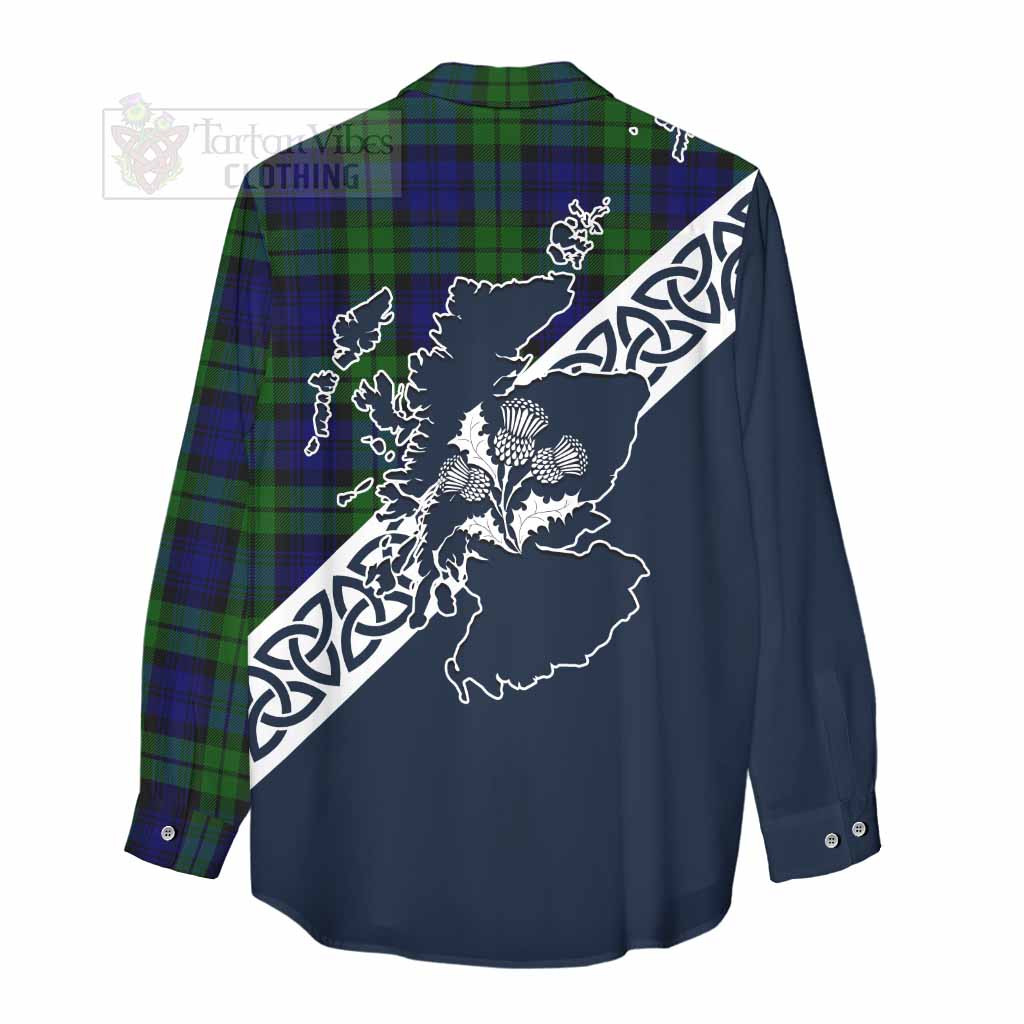 Bannatyne Tartan Women's Casual Shirt Featuring Thistle and Scotland Map - Tartan Vibes Clothing