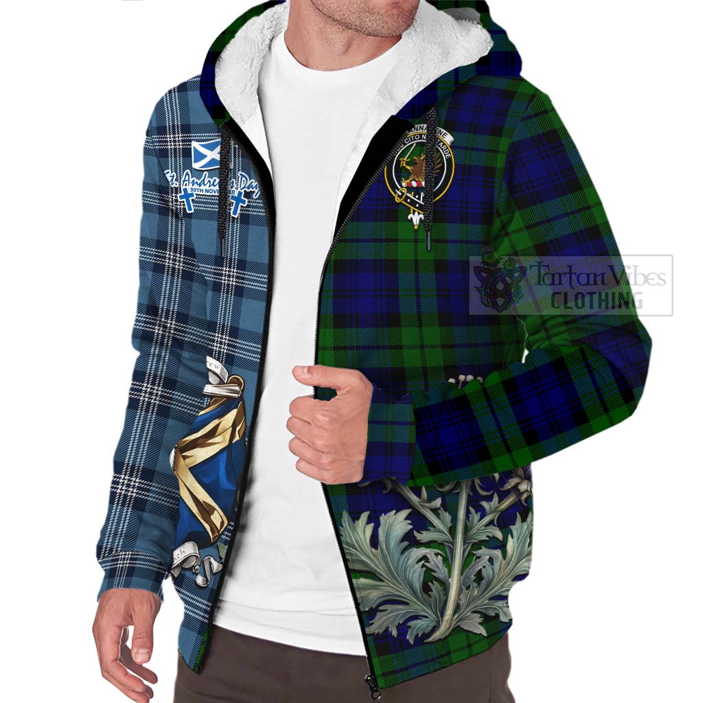 Tartan Vibes Clothing Bannatyne Tartan Sherpa Hoodie Happy St. Andrew's Day Half Tartan Style