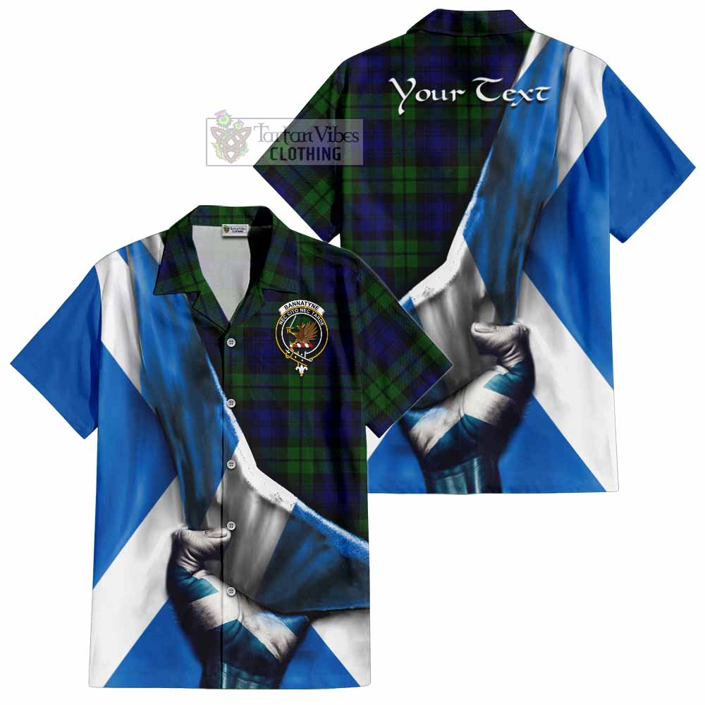 Tartan Vibes Clothing Bannatyne Tartan Short Sleeve Button Shirt with Family Crest Scotland Patriotic Style