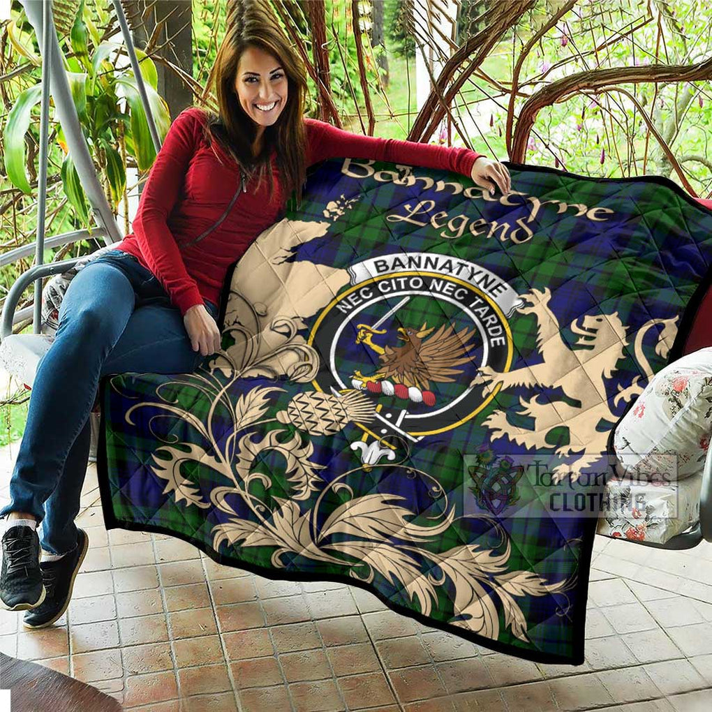 Tartan Vibes Clothing Bannatyne Tartan Quilt with Family Crest and Scottish Symbol Style