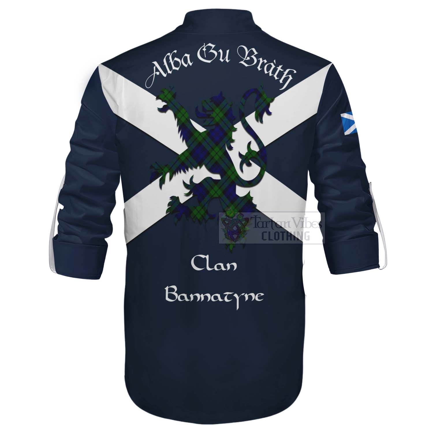 Tartan Vibes Clothing Bannatyne Tartan Lion Rampant Ghillie Kilt Shirt Proudly Display Your Heritage with Alba Gu Brath and Clan Name