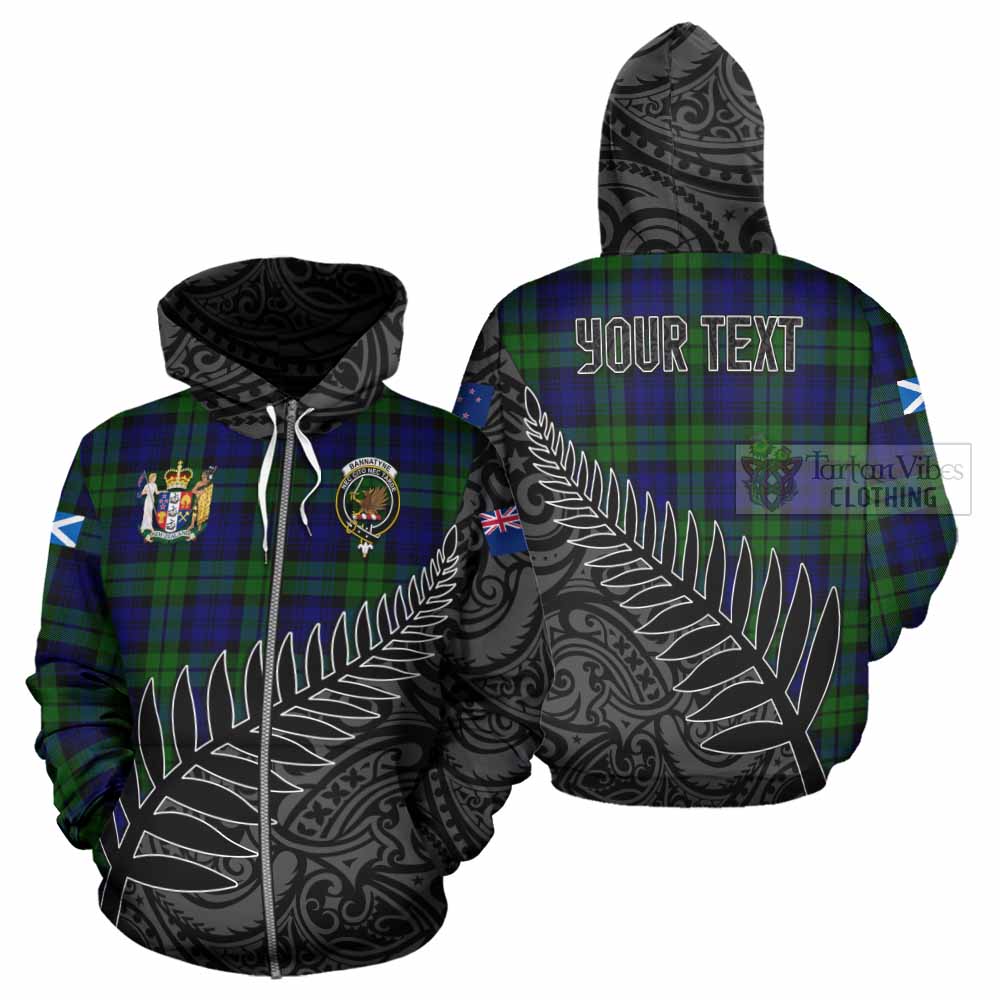 Tartan Vibes Clothing Bannatyne Crest Tartan Hoodie with New Zealand Silver Fern Half Style