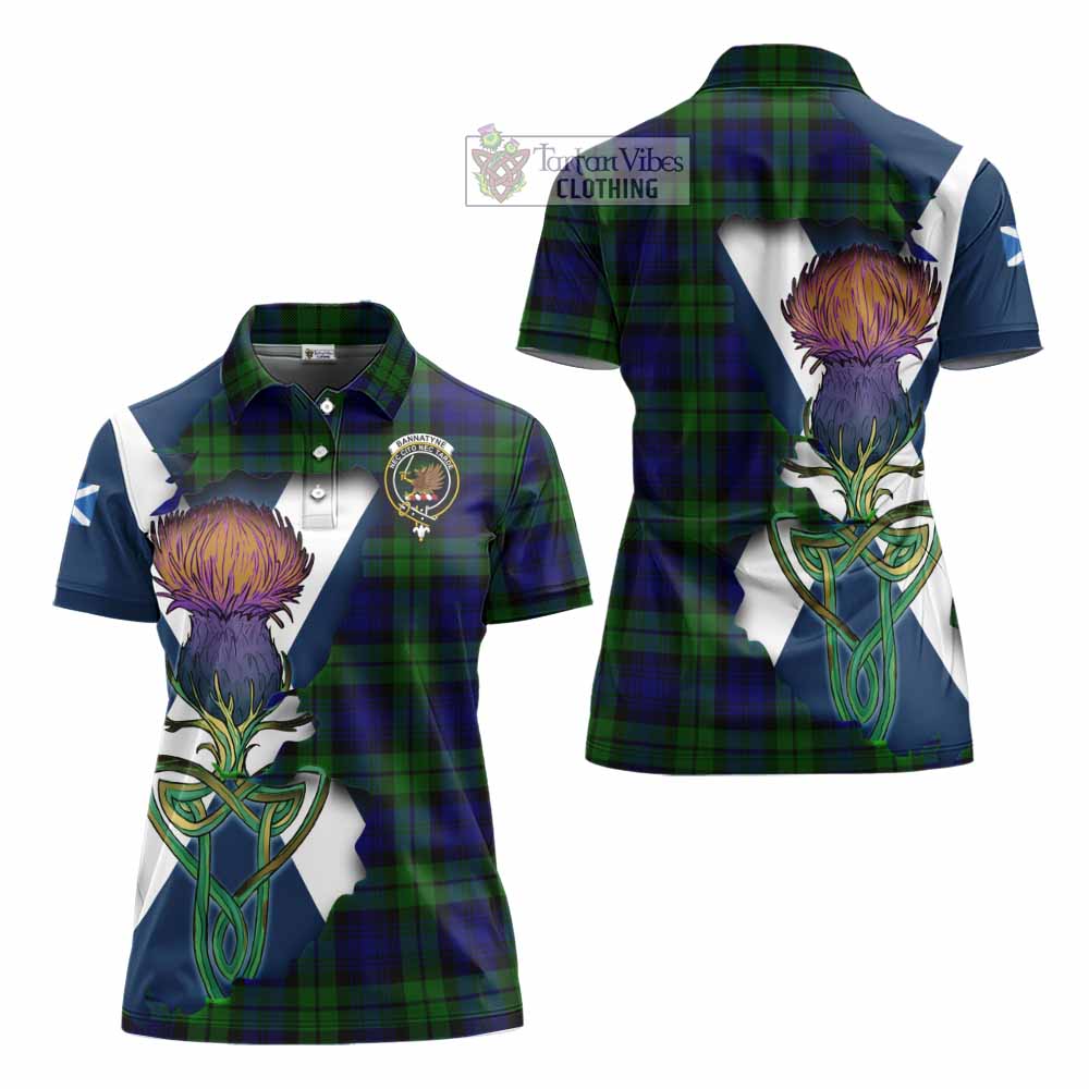 Tartan Vibes Clothing Bannatyne Tartan Family Crest Women's Polo Shirt Scottish Thistle Celtic Inspired