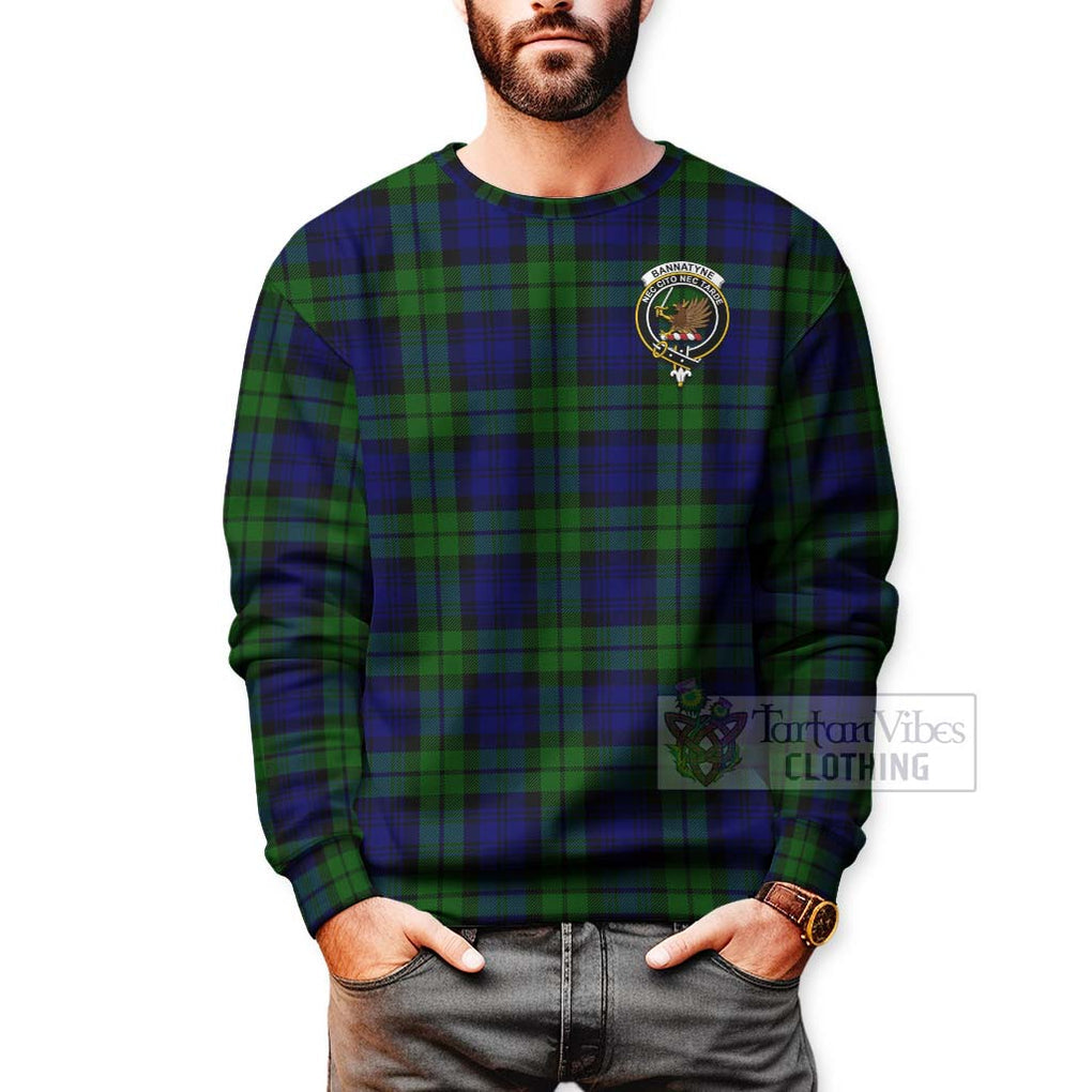 Tartan Vibes Clothing Bannatyne Tartan Sweatshirt with Family Crest Celtic Skull Style
