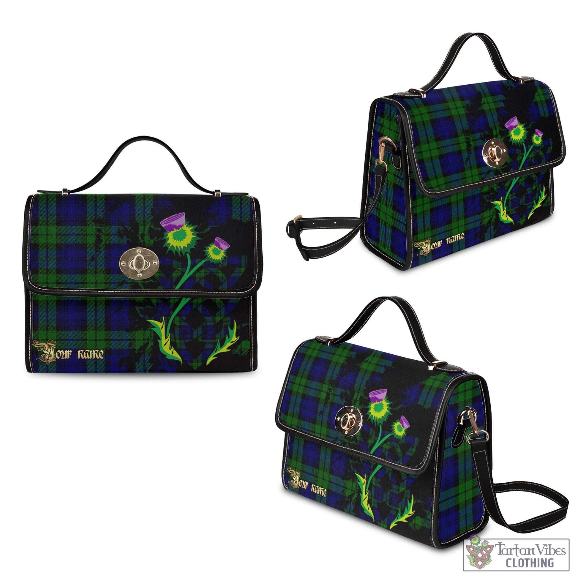 Tartan Vibes Clothing Bannatyne Tartan Waterproof Canvas Bag with Scotland Map and Thistle Celtic Accents