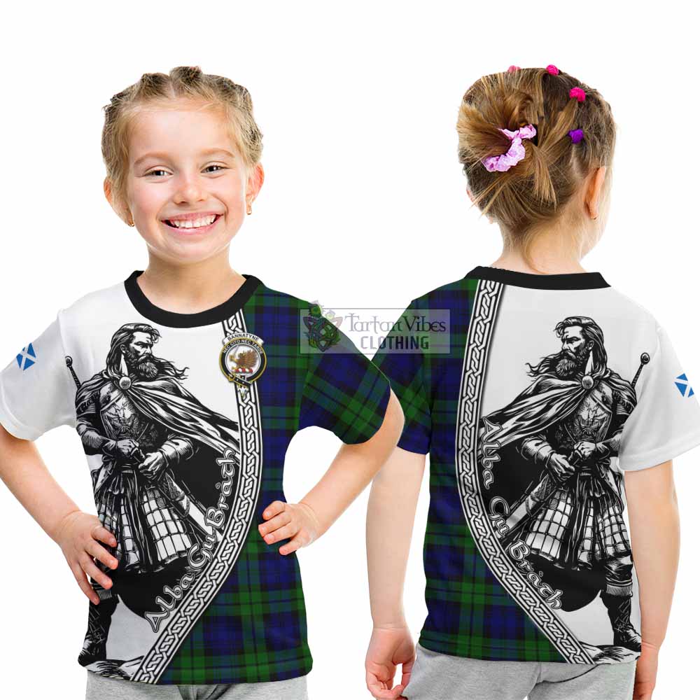 Bannatyne Tartan Clan Crest Kid T-Shirt with Highlander Warrior Celtic Style