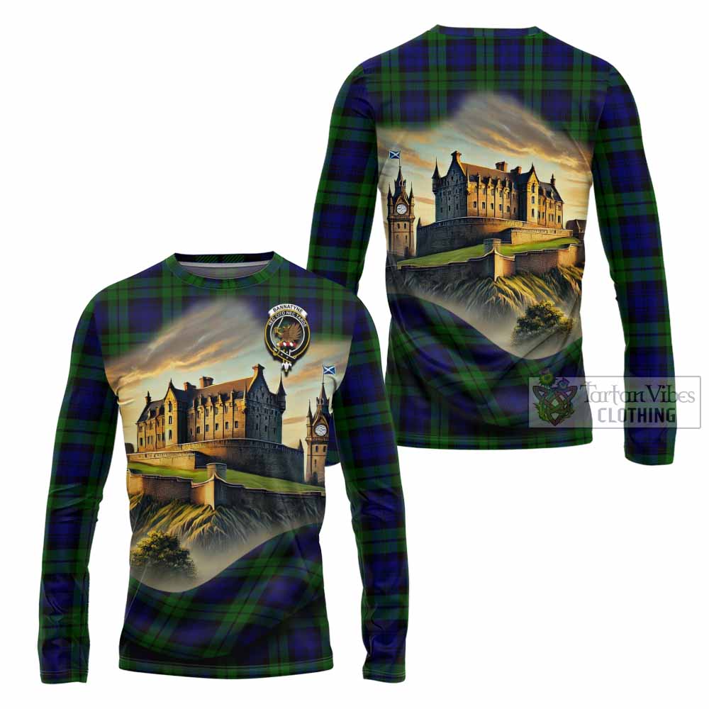 Tartan Vibes Clothing Bannatyne Tartan Family Crest Long Sleeve T-Shirt with Scottish Ancient Castle Style