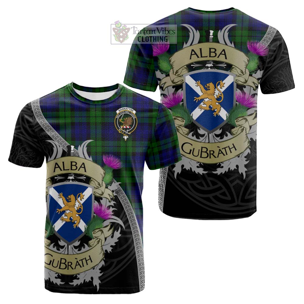 Tartan Vibes Clothing Bannatyne Tartan Family Crest Cotton T-shirt Lion Rampant Royal Thistle Shield Celtic Inspired