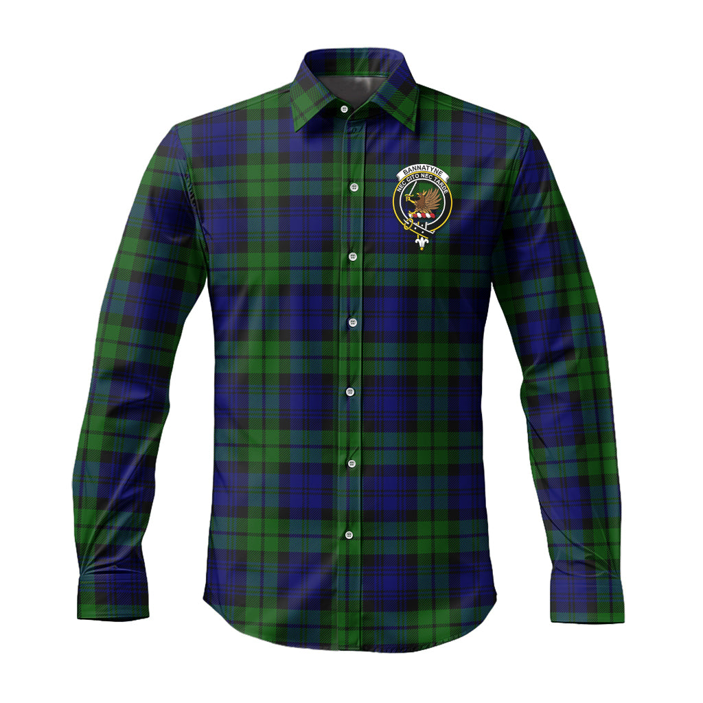 Bannatyne Tartan Long Sleeve Button Up Shirt with Family Crest - Tartanvibesclothing