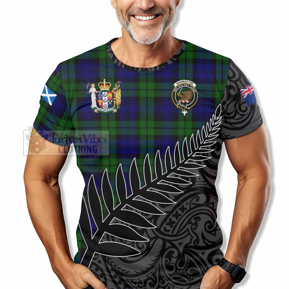 Tartan Vibes Clothing Bannatyne Crest Tartan T-Shirt with New Zealand Silver Fern Half Style