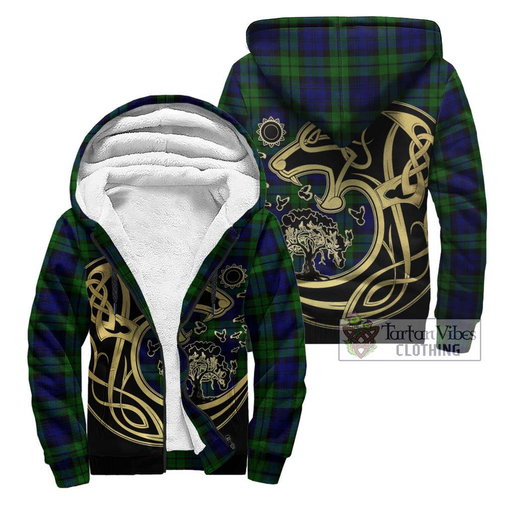 Bannatyne Tartan Sherpa Hoodie with Family Crest Celtic Wolf Style Unisex - Tartan Vibes Clothing