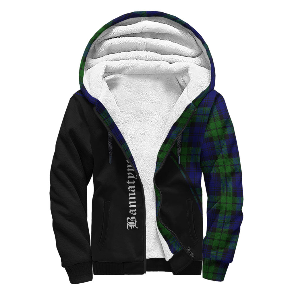 Bannatyne Tartan Sherpa Hoodie with Family Crest Curve Style - Tartanvibesclothing
