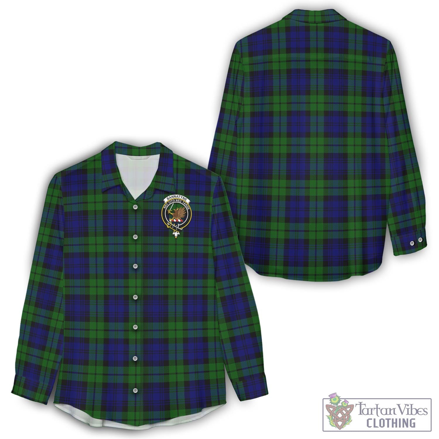 Bannatyne Tartan Women's Casual Shirt with Family Crest - Tartan Vibes Clothing