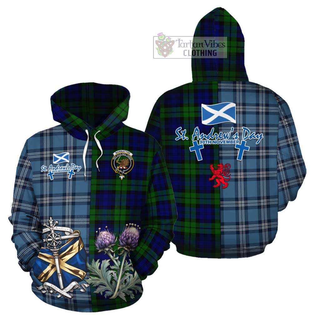 Tartan Vibes Clothing Bannatyne Tartan Cotton Hoodie Happy St. Andrew's Day Half Tartan Style