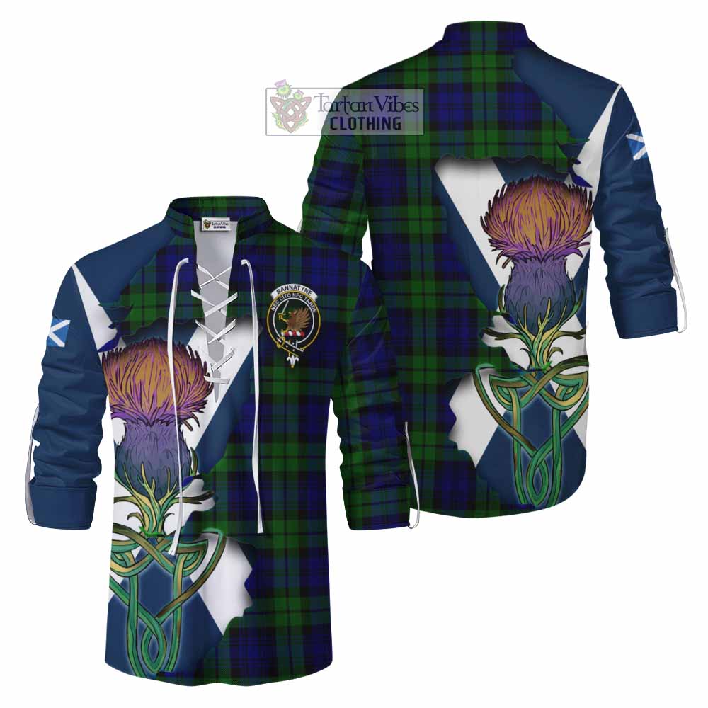 Tartan Vibes Clothing Bannatyne Tartan Family Crest Ghillie Kilt Shirt Scottish Thistle Celtic Inspired