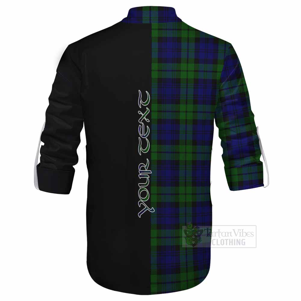 Tartan Vibes Clothing Bannatyne Tartan Ghillie Kilt Shirt with Family Crest and Half Of Me Style