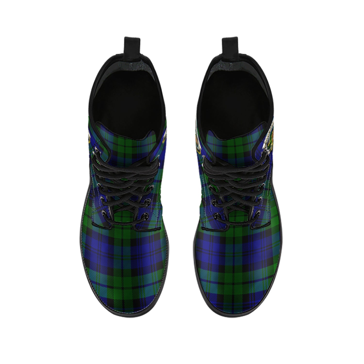 Bannatyne Tartan Leather Boots with Family Crest - Tartanvibesclothing
