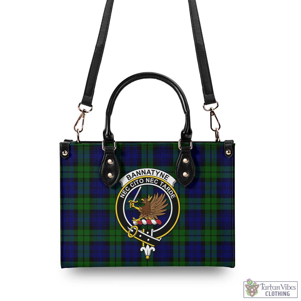 Tartan Vibes Clothing Bannatyne Tartan Luxury Leather Handbags with Family Crest