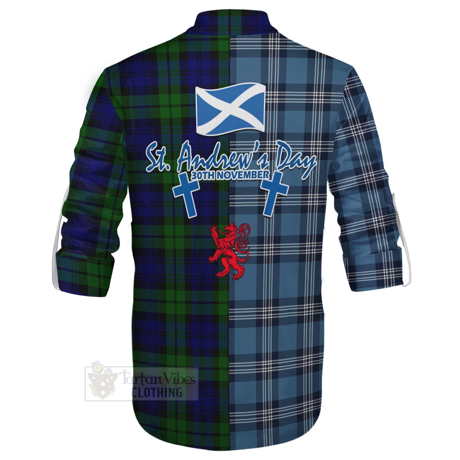 Tartan Vibes Clothing Bannatyne Tartan Ghillie Kilt Shirt Happy St. Andrew's Day Half Tartan Style