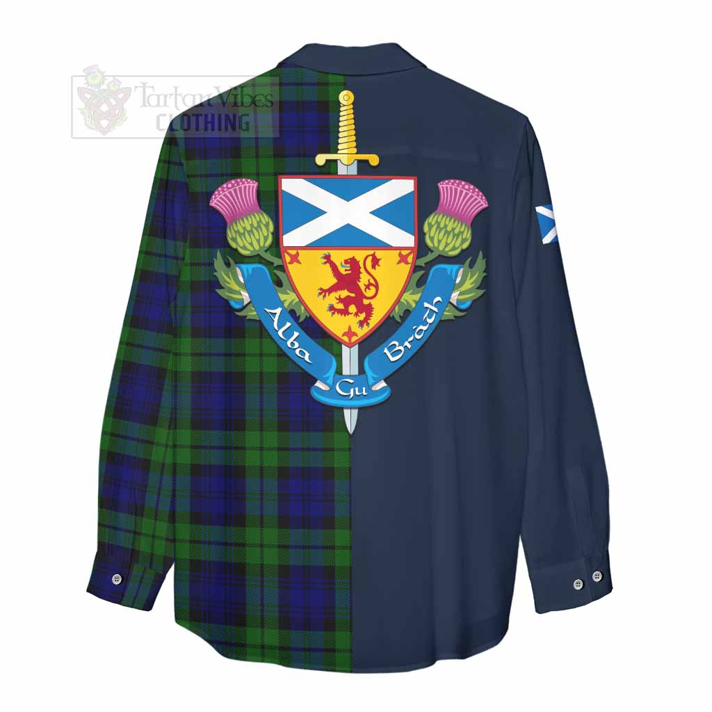 Tartan Vibes Clothing Bannatyne Tartan Women's Casual Shirt Alba with Scottish Lion Royal Arm Half Style