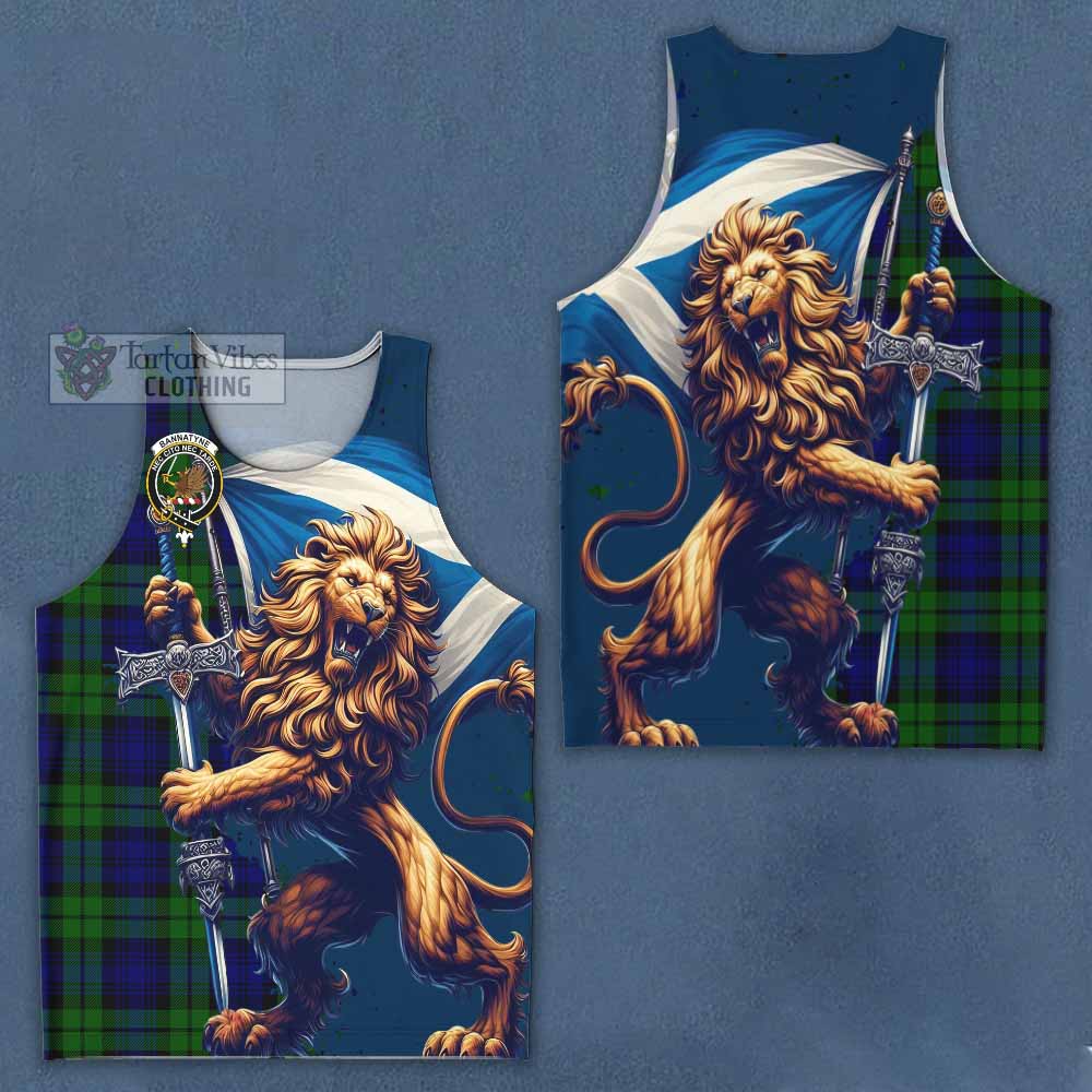Tartan Vibes Clothing Bannatyne Tartan Family Crest Men's Tank Top with Scottish Majestic Lion