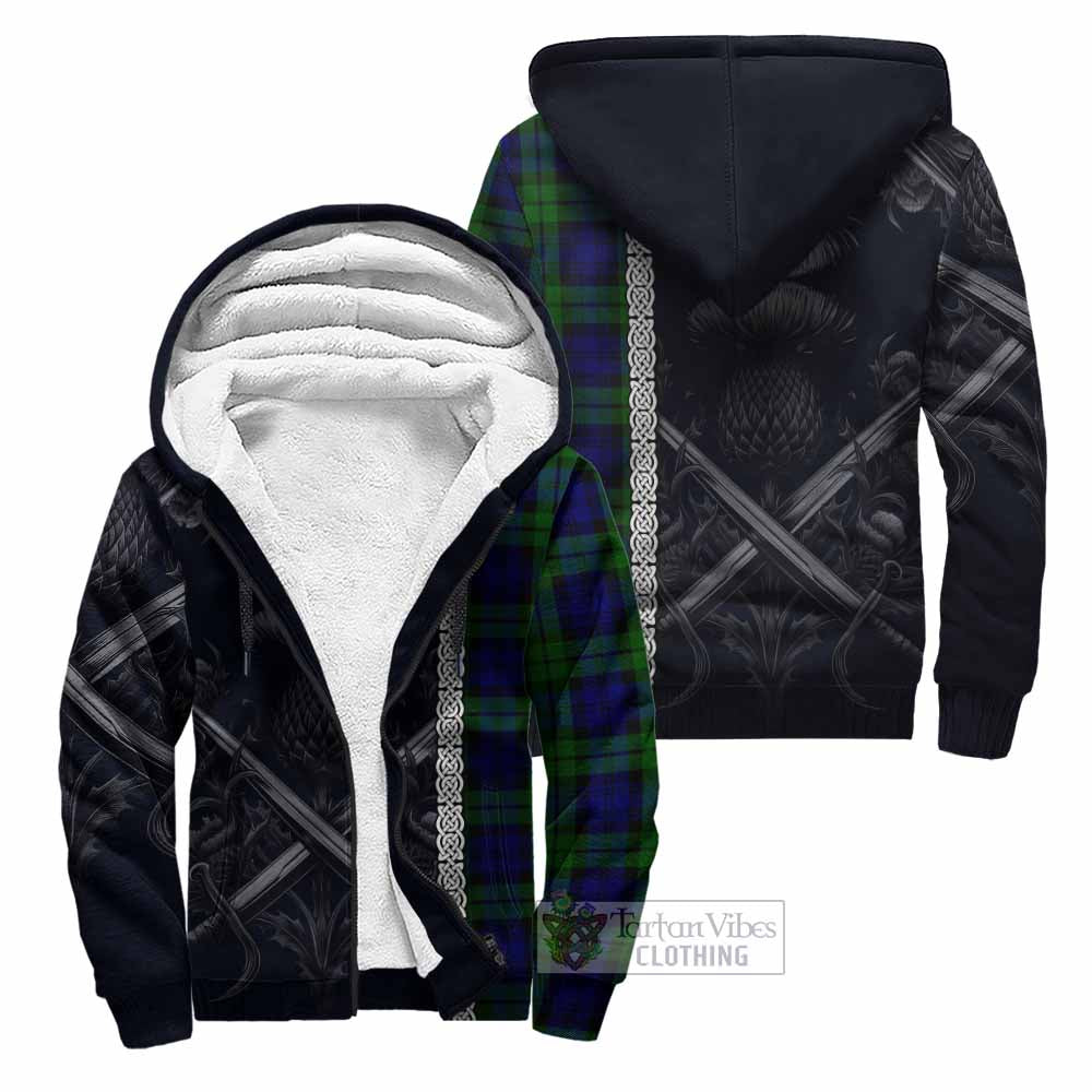 Tartan Vibes Clothing Bannatyne Tartan Sherpa Hoodie with Family Crest Cross Sword Thistle Celtic Vibes