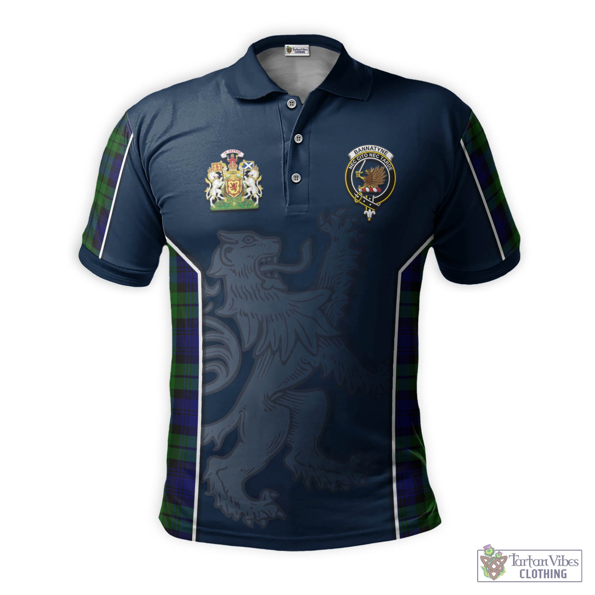 Tartan Vibes Clothing Bannatyne Tartan Men's Polo Shirt with Family Crest and Lion Rampant Vibes Sport Style
