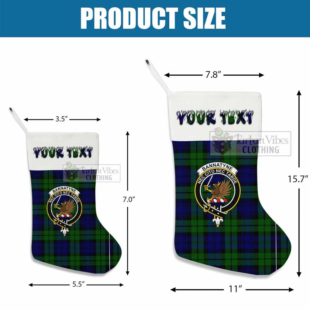Tartan Vibes Clothing Bannatyne Tartan Family Crest Christmas Stocking with Personalized Text