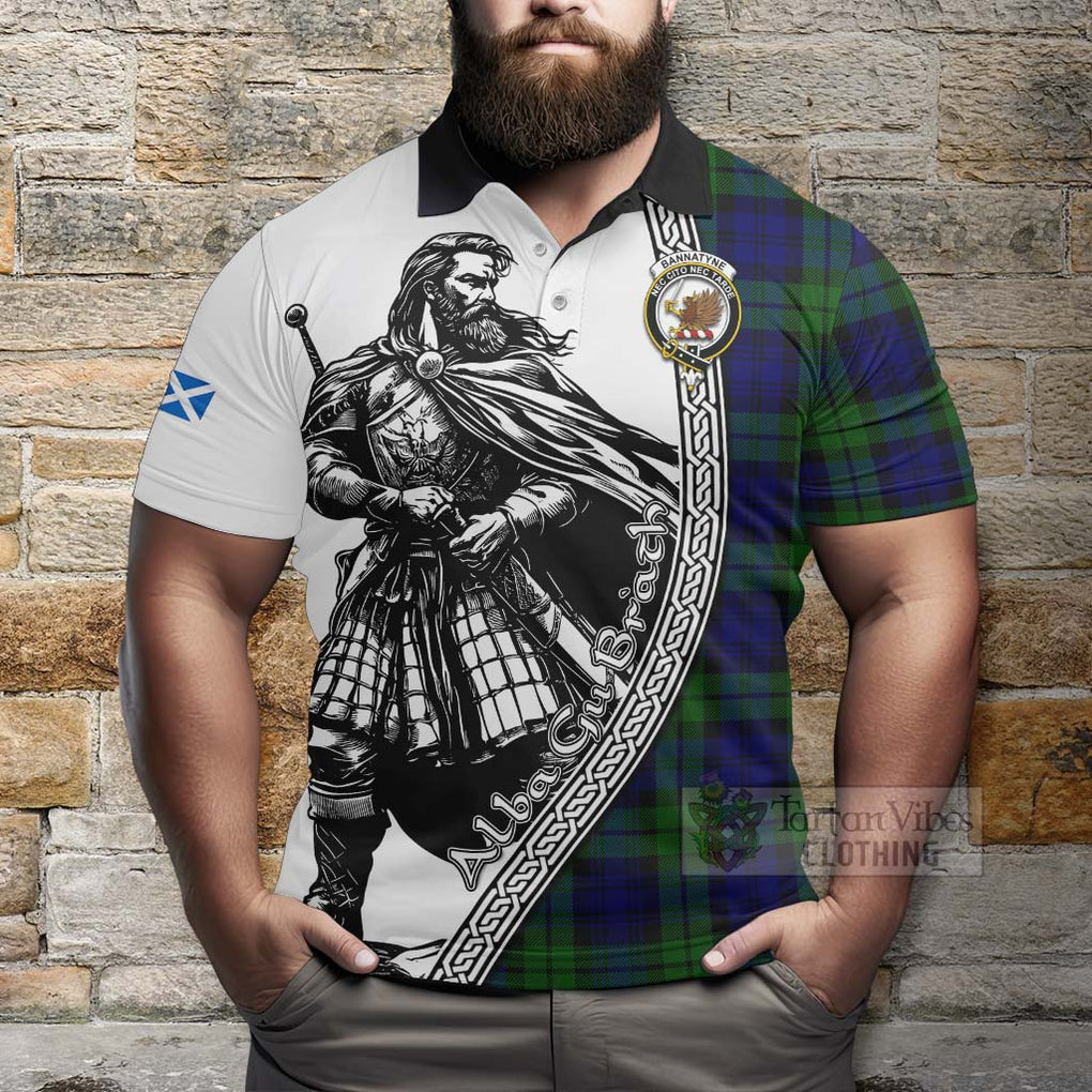 Tartan Vibes Clothing Bannatyne Tartan Clan Crest Polo Shirt with Highlander Warrior Celtic Style