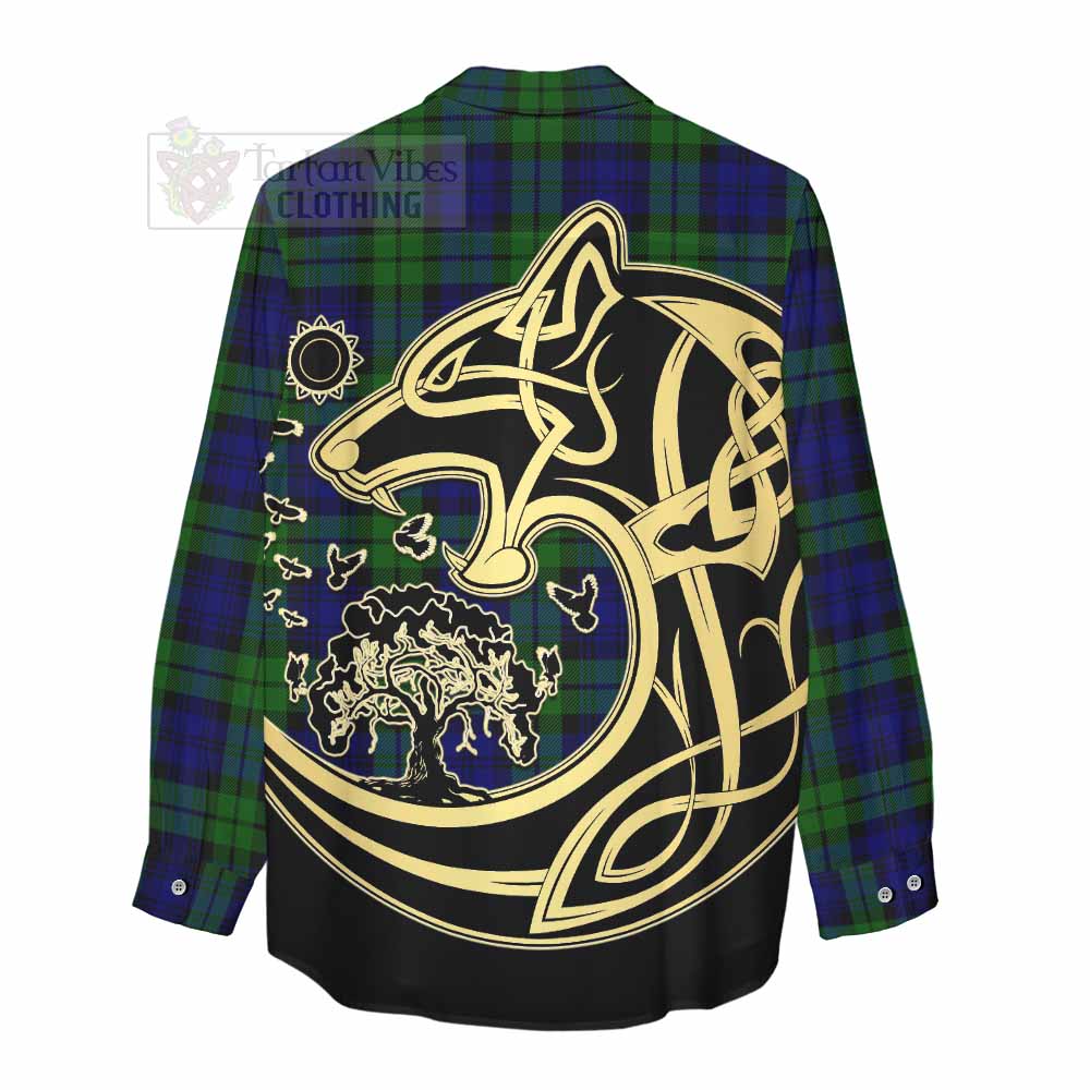 Bannatyne Tartan Women's Casual Shirt with Family Crest Celtic Wolf Style - Tartan Vibes Clothing