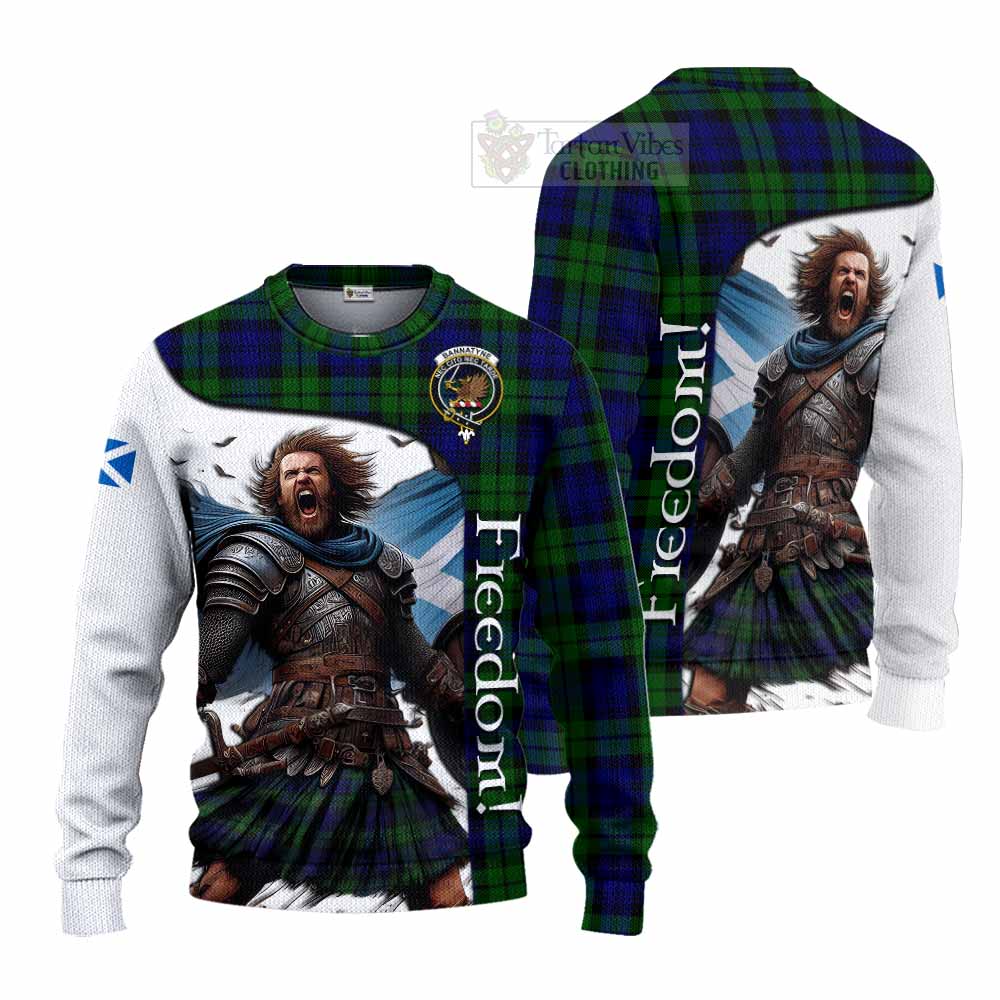 Tartan Vibes Clothing Bannatyne Crest Tartan Knitted Sweater Inspired by the Freedom of Scottish Warrior